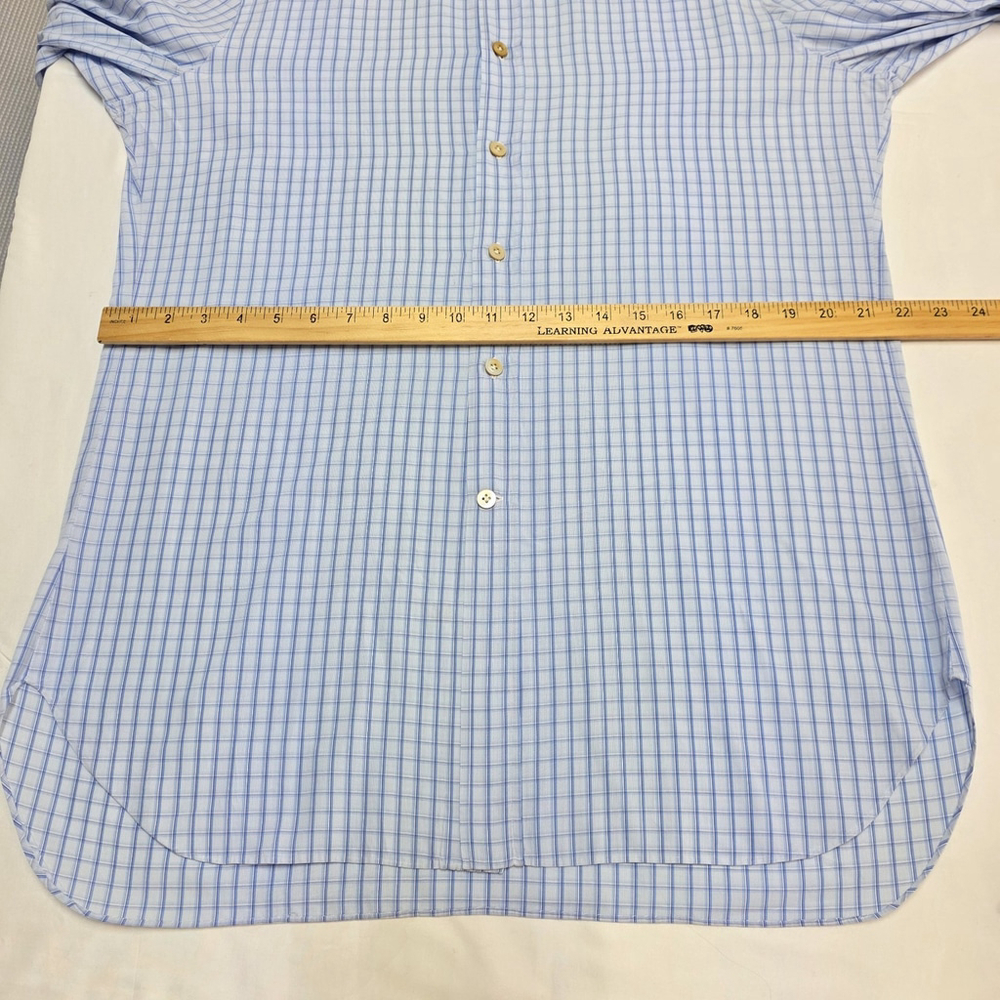 Quiet Luxury Kiton Dress Shirt Men 16.5 / 42 Blue Check Cotton Italy Workwear - Picture 14 of 16